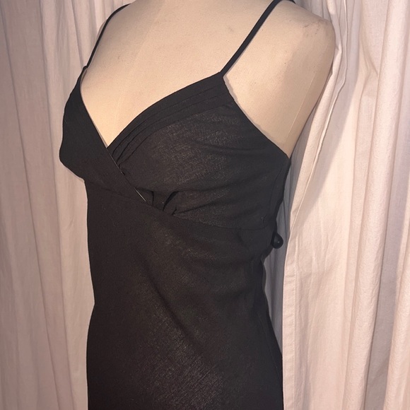 Helen Wang classic black empire waist A-line slip dress-wool blend-EUC - Picture 5 of 10